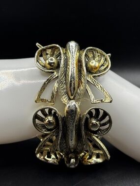 Vintage Signed Selini Butterfly Link Statement Bracelet | Silver Tone